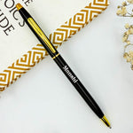 Personalized Twist Pen Slim Black Body with Golden Clip
