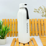 Stylish Power Plus White Square Insulated Steel Bottle - Custom Name Water Bottle