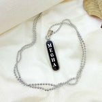 Personalized Vertical Name Pendant Necklace – Black & Silver Variants