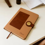 Custom Tan & Brown Leatherette Notebook