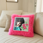 Personalized Pink Fur Cushion with Photo