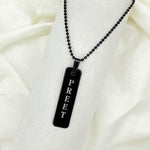 Custom Vertical Metal Name Pendant – Gold, Black & Silver Finish Options