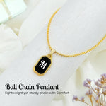 Custom Gold Initial Pendant Necklace – Black Enamel with Personal Letter