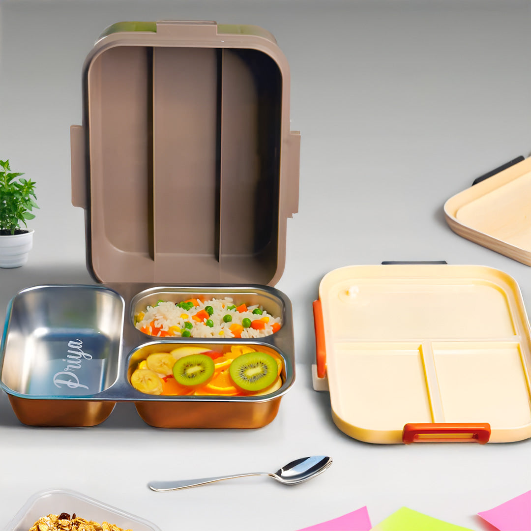 Custom Stainless Steel Lunch Box | 3 Compartments