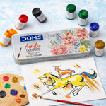 DOMS Acrylic Colours 12 Shades Kit (15ml Each) with Brushes | Love Craft Gifts