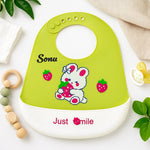Personalized Bunny Silicone Bib for Babies – Green | Love Craft Gifts