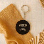 Personalized Round Acrylic Keychain with Engraved Name & Rainbow | Love Craft Gifts