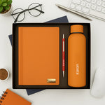 Personalized Orange Gift Set – Custom Diary, Red Pen & Bottle Combo in Premium Box | Love Craft Gifts