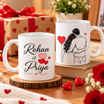 Couple Name Ceramic Mug Set of 2 | 250ml Each Romantic Gift | Love Craft Gifts™