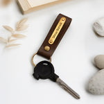 Personalized Leather Keychain with Golden Name Plate | Love Craft Gifts