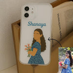 Custom Illustrated Name Phone Case – Personalized Cartoon Portrait Clear Cover | Love Craft Gifts