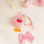 Fluffy Duck Bag Charm – Pink, Grey & White | Love Craft Gifts