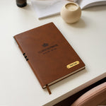 Personalized Black Pen & Brown-Tan Notebook Combo | Love Craft Gifts