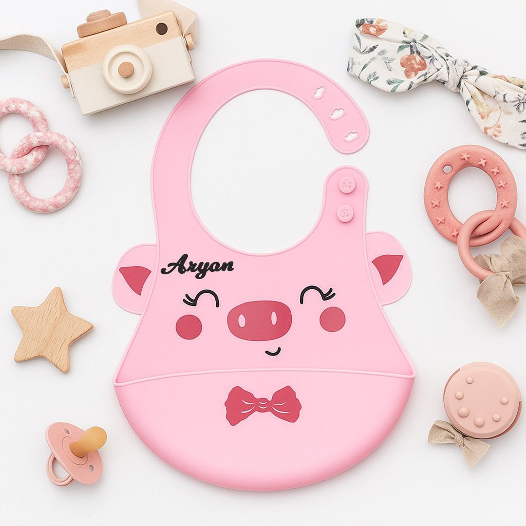 Personalized Silicone Baby Bib – Cute & Practical Mealtime Buddy | Love Craft Gifts