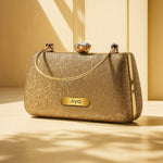 Personalized Luxe Bronze Floral Clutch with Crystal Lock | Love Craft Gifts