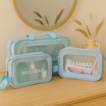 Set of 3 Light Blue Travel Wash Bags – Waterproof Toiletry Organizers | Love Craft Gifts