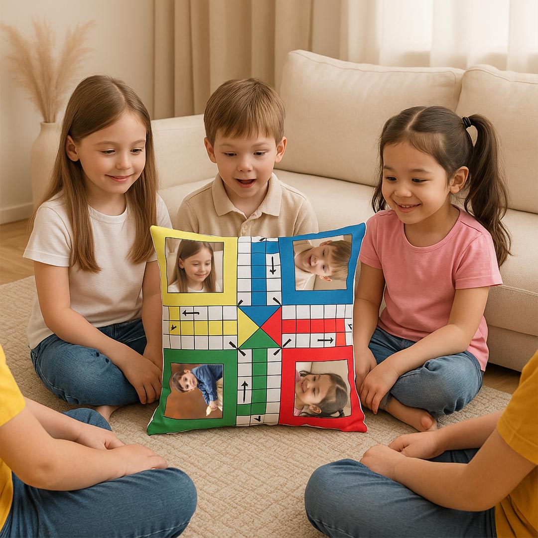 Ludo Game Personalized Photo Cushion (10x10) | Love Craft Gifts