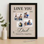 Personalized “Love You Dad” Photo Frame – Custom Name & Picture Collage Gift | Love Craft Gifts