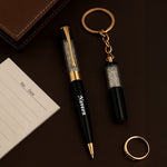 Personalized Pen & Keychain Set | Black & Gold Crystal Gift Combo | Love Craft Gifts