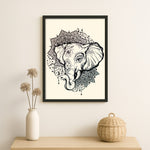 Ganesh Inspired Elephant Wall Art – Intricate Mandala Line Illustration | Love Craft Gifts