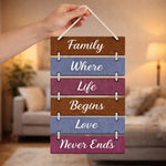 Family Quote Wooden Hanging Wall Décor – Inspirational Multi Panel Wall Hanging (16×8 Inch) | Love Craft Gifts