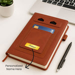 Personalized Executive Diary with Card Holder – Name Engraved PU Leather Notebook | Love Craft Gifts
