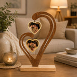 Personalized Couple Photo Table Stand 6x8 Inch | Custom 2 Photo Heart Keepsake