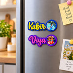Personalized Cutout Name Magnet 2x3" with Round Photo Keepsake | Love Craft Gifts™