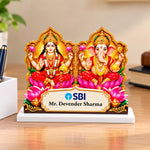 Personalized Lakshmi Ganesha Desk Nameplate 6x6" | Custom Company Logo & Name | Love Craft Gifts™