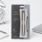 Parker Galaxy Stainless Steel Gold Trim Ball Pen - Personalized | Love Craft Gifts