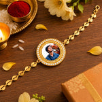 Personalized Photo Rakhi with Gold Chain Custom Raksha Bandhan Gift for Brother | Love Craft Gifts™