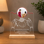Personalized Raksha Bandhan Acrylic Photo LED Table Stand | Custom Brother Sister Photo Lamp (7×6 Inch) | Love Craft Gifts™