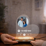 Personalized Spotify Photo LED Acrylic Lamp | Custom Photo & Name Music Plaque Night Light with Wooden Base | Romantic Gift for Couples | 8.5x9" | Love Craft Gifts™