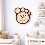 Personalized Wooden Paw Name Wall Clock 8×8" | Kids Room Décor | Love Craft Gifts™