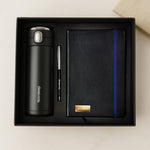 Personalized Dark Blue Gift Set – Custom Diary, Pen & Black Bottle Combo for Professionals | Love Craft Gifts