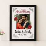 Floral Personalized Anniversary Frame with Photo & Names | Love Craft Gifts