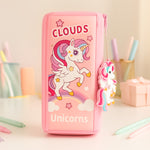 Personalized Unicorn & Solid Color Pencil Pouches – Pink & Blue | Love Craft Gifts