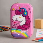 Personalized Unicorn Music Pencil Case with Name – Zipper Pouch for Kids | Love Craft Gifts