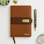 Brown Personalized Diary & Pen Gift Set – Engraved Combo for Professionals & Gifting | Love Craft Gifts
