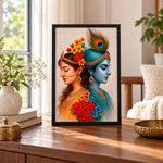 Radha Krishna Floral Devotional Wall Frame | Spiritual Home Décor | Love Craft Gifts™