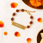 Personalized Rudraksha Rakhi with Engraved Nameplate | Love Craft Gifts