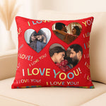Romantic Red Cushion with Heart-Shaped Photo Frames | Love Craft Gifts