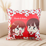 Cartoon Couple Personalized Name Cushion (10x10) | Love Craft Gifts