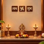 Shubh Labh Swastik Wooden Wall Decor Set | Traditional Diwali Entrance Decor | Love Craft Gifts™