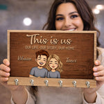 Personalized “This Is Us” Wooden Key Holder – Custom Couple Name Wall Key Hanger (10x6 Inch) | Love Craft Gifts