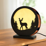 Deer Silhouette Wooden LED Lamp with Adapter | Love Craft Gifts