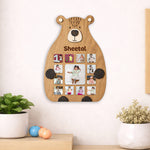 Personalized Teddy Baby Monthly Photo Frame – Custom Name 12 Month Milestone Wooden Wall Frame (11x16 Inch) | Love Craft Gifts™