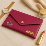 Personalized Ladies Clutch With Charm - Pink