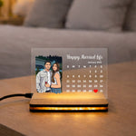 Personalized LED Acrylic Calendar Photo Frame with Warm White Light (7x5 Inch) Custom Couple Photo & Date Night Lamp Gift for Husband, Wife & Couples | Love Craft Gifts
