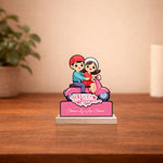 Personalized Couple Scooter Cartoon Wooden Cutout Table Stand – Custom Name Romantic Gift Décor (6x7 Inch) | Love Craft Gifts